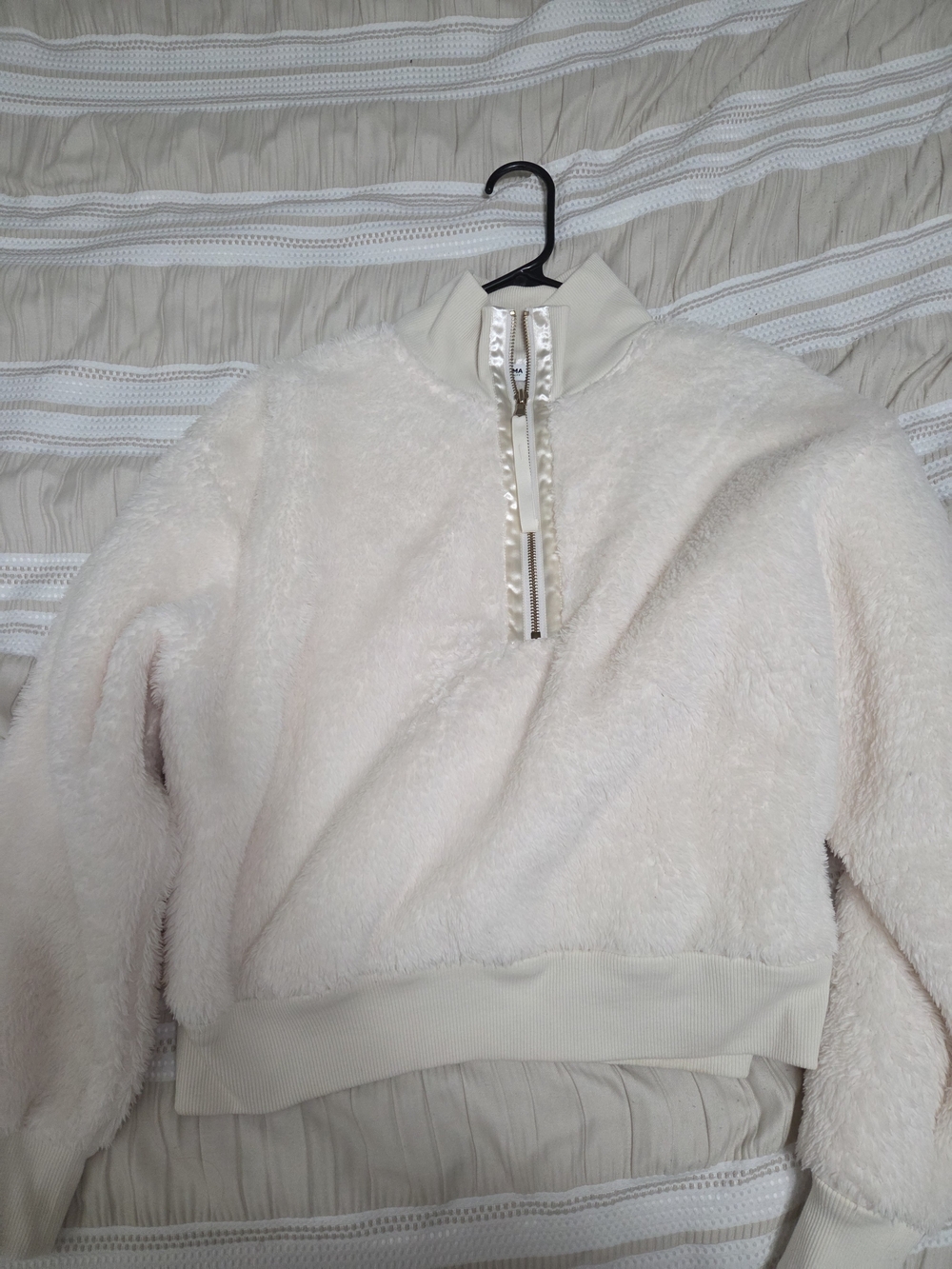 Cozy Half-Zip Sherpa Pullover Sweater - Cream - Picture 3 of 4